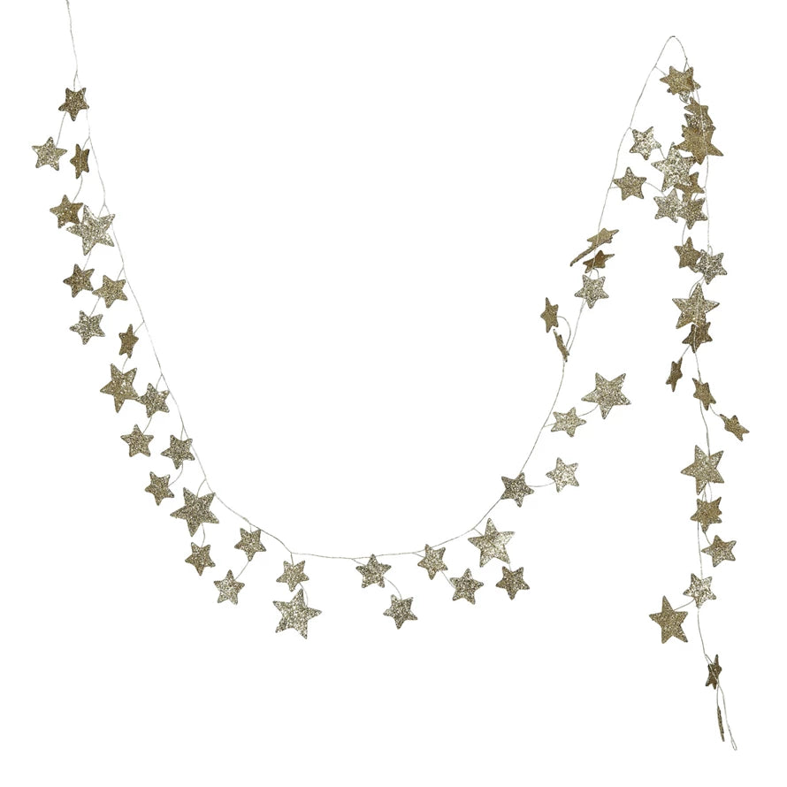 Goldie Glitter Paper Star Garland, Gold