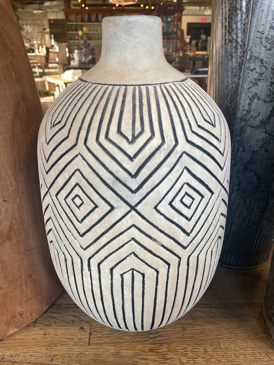 White Geometric Vase