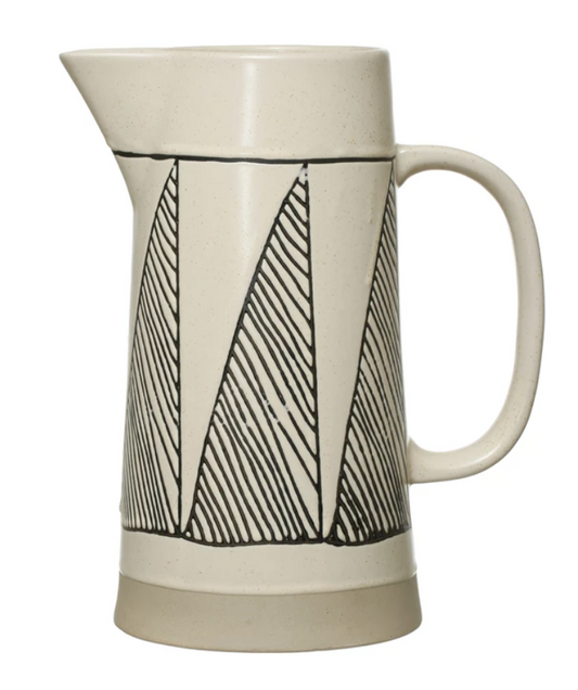 Kitchenware-Pitcher Embossed Stoneware