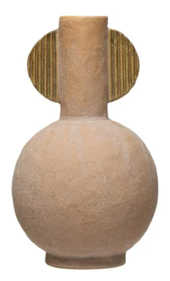 Vase Round Terracotta and Gold
