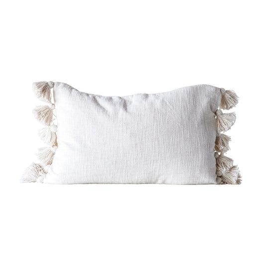 Pillow Ivory lumbar w tassel
